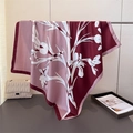 Detailed drape of a faux silk floral scarf with wine red blocks and iris patterns - Wine Red (FN268-1)
