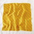 Chic square silk scarf in mango yellow with geometric cube pattern and satin finish - 50*50CM / Yellow Black White Geometric Cube Style (FX-12)