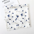 Elegant white silk-style square scarf with blue berry and brown leaf print patterns - 50*50CM / Cream Blue Berry Brown Leaf Style (FX-18)