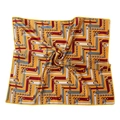 Yellow silk square scarf with vintage chain belt print and elegant geometric patterns - 50cm x 50cm / Yellow Geometric Chain (FX-15)