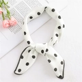 Polka dot silk scarf for women in white with black dots and elegant bow styling - Polka Dot White (FX-3)