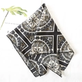 Vintage compass pattern silk square scarf in black and beige with gold accents - 50*50CM / Vintage Compass Astrolabe Geometric Nautical Style (FX-22)