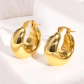 Minimalistische 18K vergoldete dicke ovale Creolen mit hochglanzpolierter Oberfläche - Gold (c101)