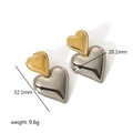Detail view of 18K gold and silver layered heart earrings with 32.1mm length measurements - Mixed Color-Gold Top & Silver Bottom (A301)