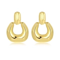 Polished 18K gold plated geometric U-shaped drop earrings with a minimalist mirror finish - Gold