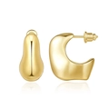 Minimalist gold hollow crescent earrings with streamlined organic design and polished finish - Gold-B121-G103 / Gold
