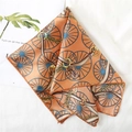 Elegant orange square scarf featuring vintage horse carriage wheel and chain patterns - 50*50CM / Orange Base Vintage Equestrian Chain Wheel Style (FX-20)
