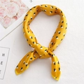 Yellow silk square scarf with geometric cube pattern and decorative knot detail - Geometric Heart Yellow (FX-12)