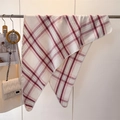 Close-up of red and white checkered scarf texture with fine stitched edge detailing - Pink (WT280-5)
