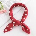 Classic red silk-like satin square scarf with white polka dot pattern and smooth finish - Polka Dot Wine Red (FX-5)