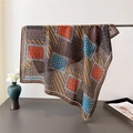 Foulard quadrato vintage con motivo paisley e spina di pesce su supporto metallico - Marrone
