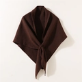 Women's warm knitted dark brown triangle scarf and shawl wrap in a stylish cross-tied style - Brown