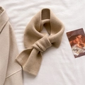 Chic beige knitted scarf for women with soft texture and warm crisscross wrap style - Brown