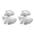 Minimalistische Silberohrringe in Ginkgoblatt-Form mit gebürsteter Metalloberfläche - Stahlfarben