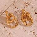 Chic 18K gold plated multi-layered interlocking oval hoop earrings on stone background - Interlocking Chain Style (4)