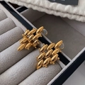 Cluster design 18K gold plated multi-layer chain earrings on gray velvet jewelry box - Gold Style (D214)