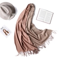 Dual-color cashmere-feel scarf in rose pink and taupe with tassels and winter accessories - Rose Pink/Taupe Double-Sided Style (WJ24-18)