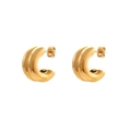 Orecchini a cerchio a C a doppio strato in oro S925 lucidato per donna, stile minimalista - Taglia Grande (E111) / Oro