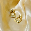 Polished 18K gold plated geometric square earrings on elegant satin fabric background - Gold Square