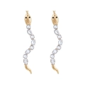 Elegante goldene Schlangenohrringe mit funkelnden Kristallen im langen S-Kurven-Design - Gold
