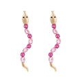 Elegante Schlangenohrringe in Gold mit rosa und roten Kristallen im S-förmigen Design - Regenbogen