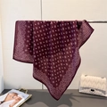Deep burgundy paisley pattern cotton linen square scarf with delicate silk finish - Red