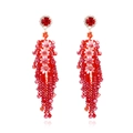Orecchini bohémien a nappa in cristallo rosso con fiori e strass per donne - Rosso