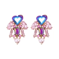 Eleganti orecchini a cuore con cristalli colorati e montatura dorata da donna - Viola Chiaro