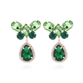 Luxurious green butterfly pear-drop earrings with sparkling crystals in gold setting - Green