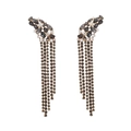 Longues boucles d'oreilles à pompons avec cristaux gris foncé et transparents sur alliage - Gris