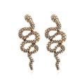 Vintage bronze snake earrings with detailed scale texture and wavy serpent design - Antique Gold
