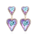 Orecchini pendenti dorati con cristalli a cuore sfumati e bordi di strass scintillanti - Viola Multi