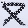 Polka dot skinny silk scarf for handbag handles and neck decoration in black and white - Classic BW Polka Dot (PDS-37)