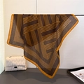 Écharpe géométrique à chevrons marron et orange en mélange coton-lin pour femme - Brun Foncé (FR160-1)
