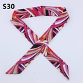 Detailed view of modern geometric patterned twilly scarf with pink and orange abstract lines - Vivid Abstract Art Line (PDS-30)