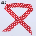 Classic red and white polka dot narrow silk scarf tied on a handle with S37 label - Red White Polka Dot (PDS-37)