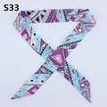 Detail of geometric pattern twilly silk scarf with abstract shapes and diagonal ends - Geometric Abstract Splicing (PDS-33)