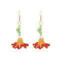 Handgefertigte Boho-Perlen-Ohrhänger mit bunten Kristallen in Blumenform für Damen - Rotes Mischmasch
