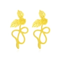 Retro Gold Metall Rosen und Schlangen Ohrhänger mit feiner Schuppentextur für Damen - Gold