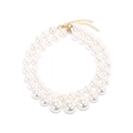Collier double rang de perles baroques avec fermoir doré réglable et chaîne d'extension - Blanc Crème (Perle d'imitation)