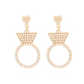 Boucles d'oreilles pendantes en alliage doré avec cœur et incrustation de perles - Perle