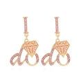 Orecchini pendenti dorati I do con strass rosa e perle sintetiche per accessori da sposa - Colorato