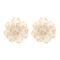 Vintage-Ohrstecker mit weißen Emaille-Blüten, Kristallzentrum und edlem Gold-Finish - Weiß