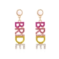 Orecchini pendenti BRIDE con strass colorati e perle bianche per eventi di nozze - Rosa Multi