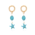 Orecchini a stella marina boho con perline turchesi e anelli dorati per donna - Stella marina / Blu