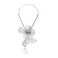 Opvallende zilveren meerlaagse metalen bloemenketting met fonkelende strass details - Zilver