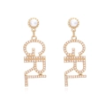 Fashion gold alloy pearl GIRL letter drop earrings with vintage minimalist design - Gold Imitation Pearl