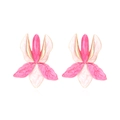 Künstlerische rosa mehrlagige Emaille-Blumenohrringe mit goldenem Legierungsrahmen - Rosa