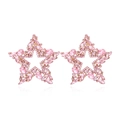 Orecchini a stella con cristalli rosa placcati oro e strass su sfondo bianco puro - Rosa
