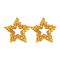 Orecchini a stella in lega dorata con strass color ambra e cristalli multi-taglio di lusso - Giallo
